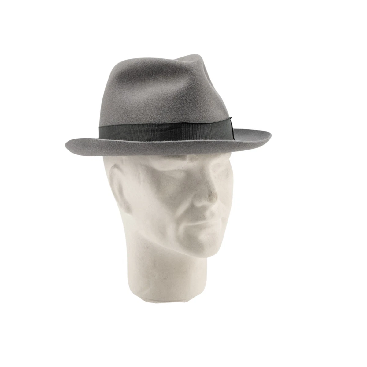 $475 BORSALINO Sombrero Fedora Gris Fieltro Alessandria + Cuero Hecho a Mano en Italia Talla L