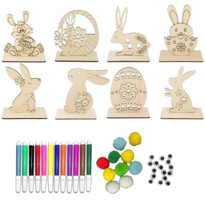 Unvollendete Osterhasen-Ei-Holzscheiben, Kunst-DIY Zum Malen, Basteln, Frühling