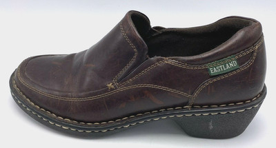 Eastland Clogs Womens 8 M Slip On Gina Moc Brown Leather 3682 Comfort Heels Read