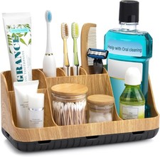 Bathroom Organizer 7-Slot Detachable Toothbrush  Toothpaste Holder Wooden