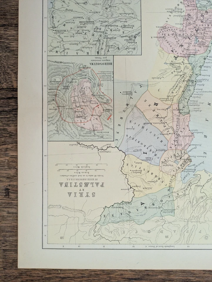 Original 1886 Map of Syria & Palestine by Johnston Atlas Page 11.5" x 13 3/4" - Image 2 of 4