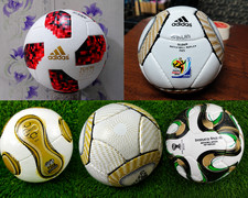 Juego de 5 balones de fútbol Mini Rio/Telstar/Teamgeist/Jobulani/JOBULANI DOTEADO talla 1