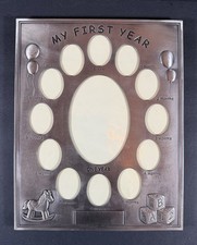 Collage Baby  s First Year Picture Frame Pewter 15"x 12" Vintage