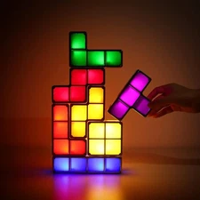 VEEKI Night Light for Kids, Stackable LED 7 Colors 3D Puzzles US Plug 