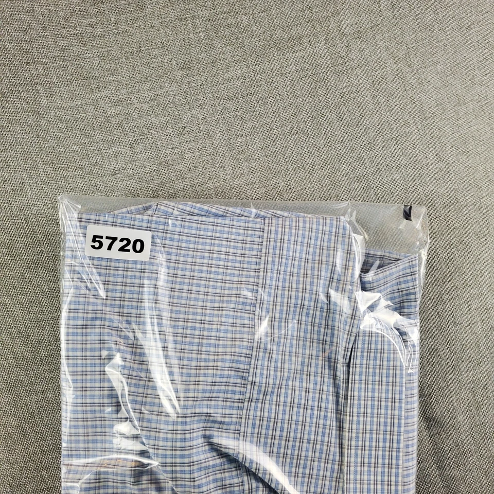 Brioni Shirt Mens 18 46 Blue Plaid Button Up Long Sleeve Cotton Italy Business  - Image 2 of 4