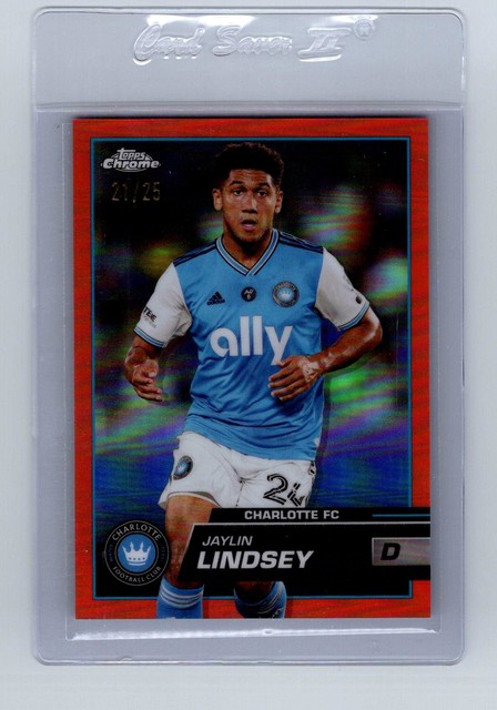 2023 Topps Chrome MLS Jaylin Lindsey /25 Orange Refractor Card #178 Charlotte FC