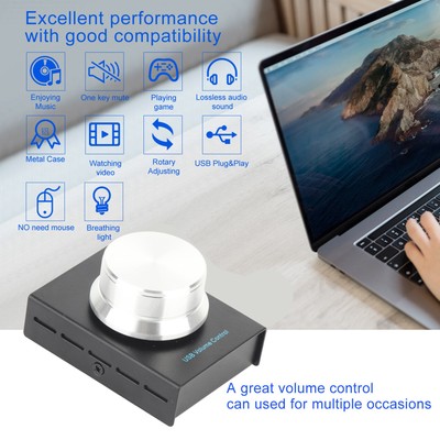 USB Volume Control Knob One Key Mute Multimedia Volume Adjuster For PC Comput CB