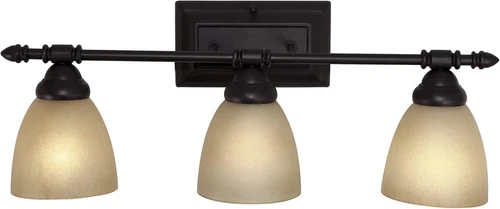 Oil Rubbed Bronze 3-Light Bathroom Vanity Fixture - 23.75 Inch Wall Sconce - Picture 8 of 12