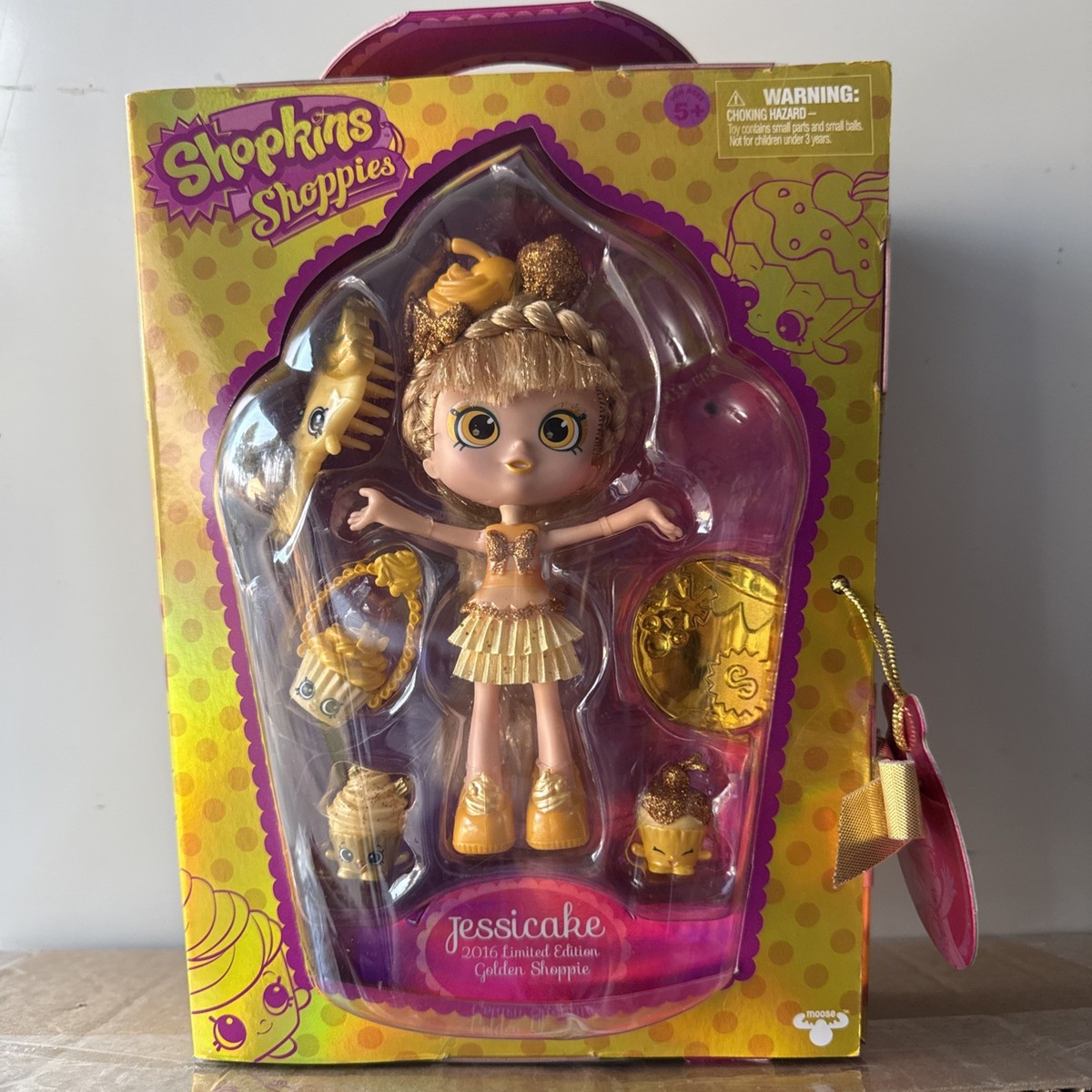 希少　超激レア　ジョジーン社　シルスビー　復刻　めちゃくちゃ可愛いアンとアンディ Moose Shopkins Shoppies SDCC 2016 Jessicake Golden Shoppie 0265of