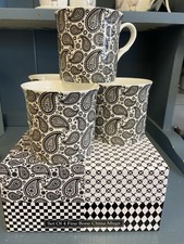Black & White Mugs Set of 4 Bone China Paisley Pattern Paisley  Design Mug