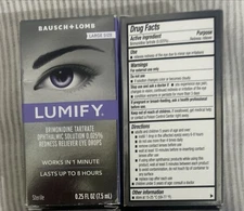 2 BAUSCH + LOMB LUMIFY REDNESS RELIEVER EYE DROPS WORKS 1 MIN 0.25OZ X2Ex 3/2027