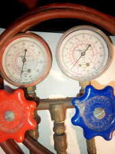 Robinair  HVAC AC Manifold R-22 Hoses & Gauge Set w/Brass Fittings old school