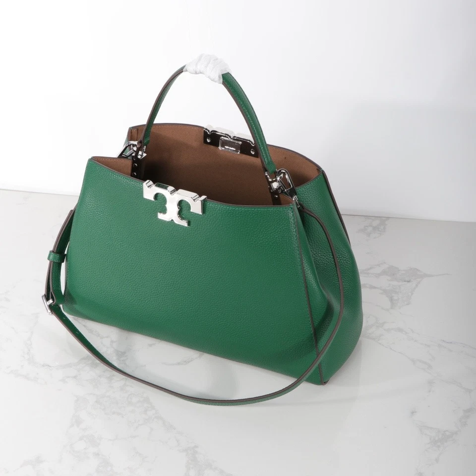 Bandolera Tory Burch Eleanor Slim 174980 Cuero Verde Plateado Nueva con Etiquetas Foto 4 de 4