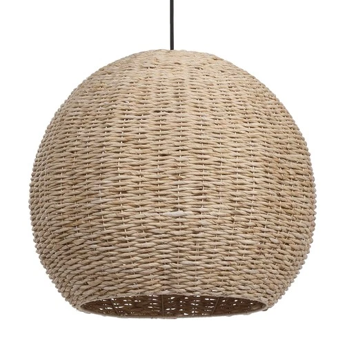 Steel Pendant Light 24" Farmhouse Natural Seagrass Dome Shade Dining Room House - Picture 3 of 9
