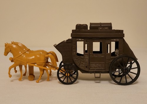 Processed Plastic Co Stagecoach Horses USA 7665 Cowboy Western Toy Vintage