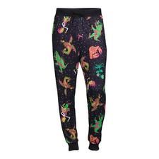 Rick and Morty Men's Black Drawstring Lounge Sleepwear Jogger Fit Pants: M-2XL