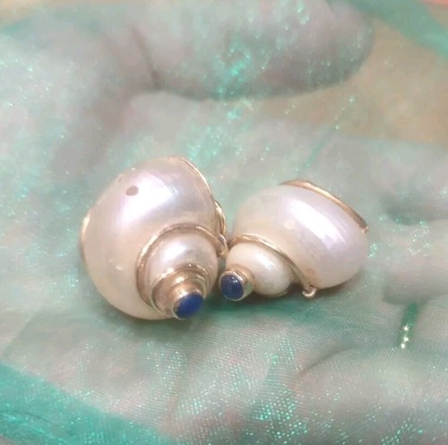 Seaman Schepps Sapphire Turbo Shell Earrings 14k Gold