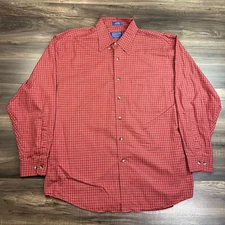Pendelton Shirt Mens Large Red Check Cotton Outdoor Casual