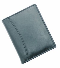 Genuinne Soft BLACK Leather Credit Card Holder Case Wallet For Mens Womens - 603