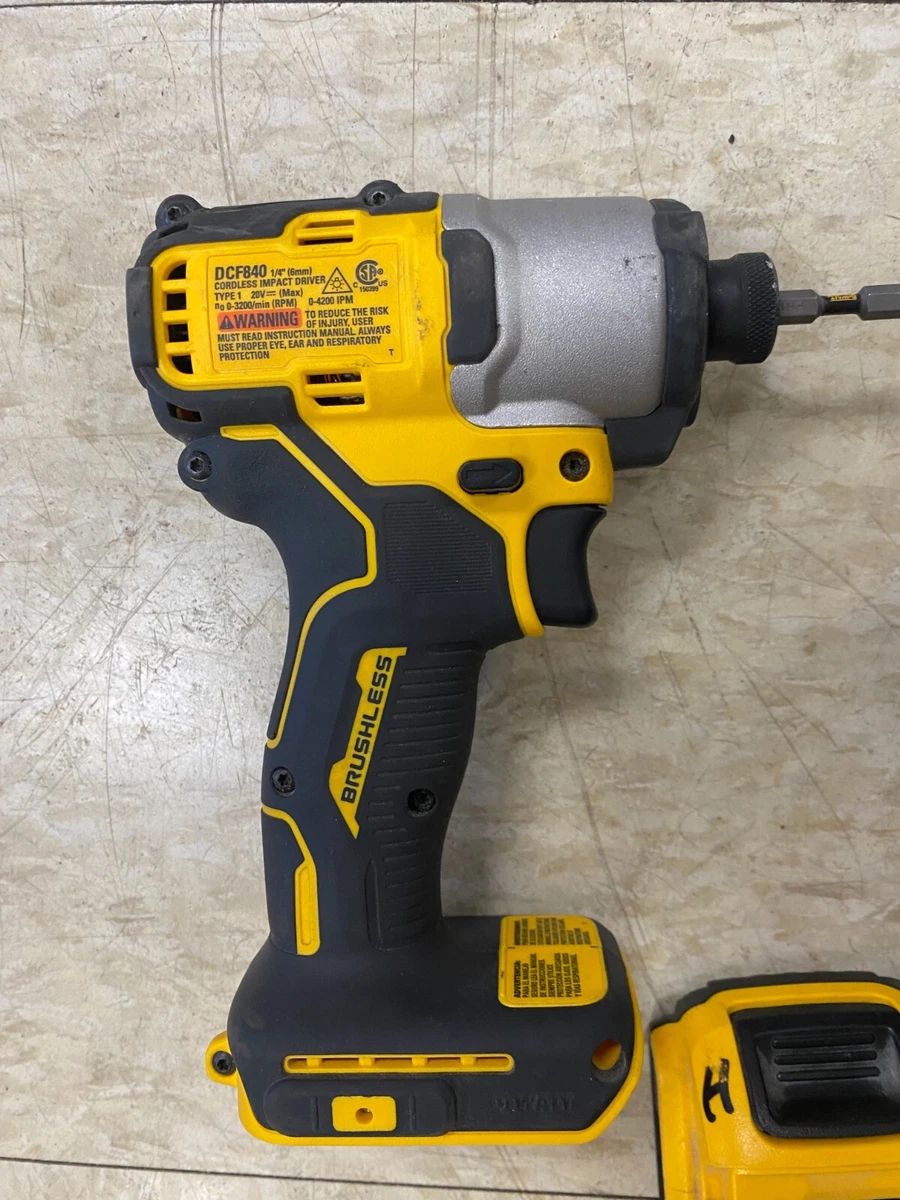 DeWalt DCF840 20V MAX Cordless Brushless 1/4” Impact Driver W Battery/Charger