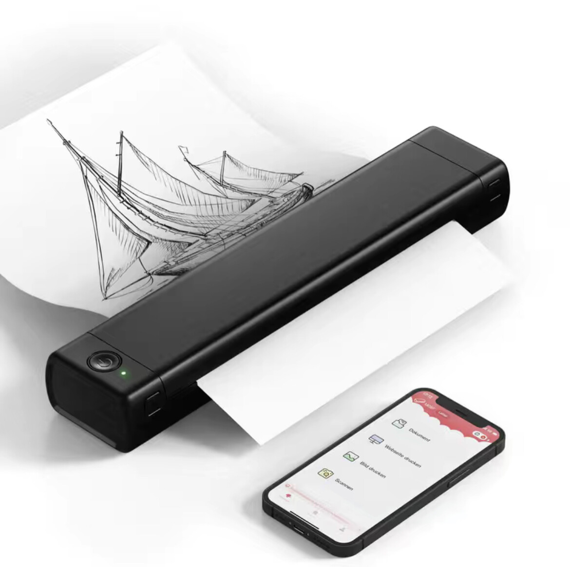Phomemo M833 Portable A4 Thermal Printer 300DPI Inkless Compatible with Mobile Phones and Computers, Bluetooth for Car, Office, Home, Black