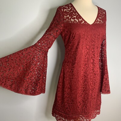 Pink Lace Dress With Bell Sleeves White House Black Market Drama Lace Shift Dress Bell Sleeve In Dark Rouge NWT! Pink Lace Dress With Bell Sleeves White House Black Market Drama Lace Shift Dress Bell Sleeve In Dark Rouge NWT!
