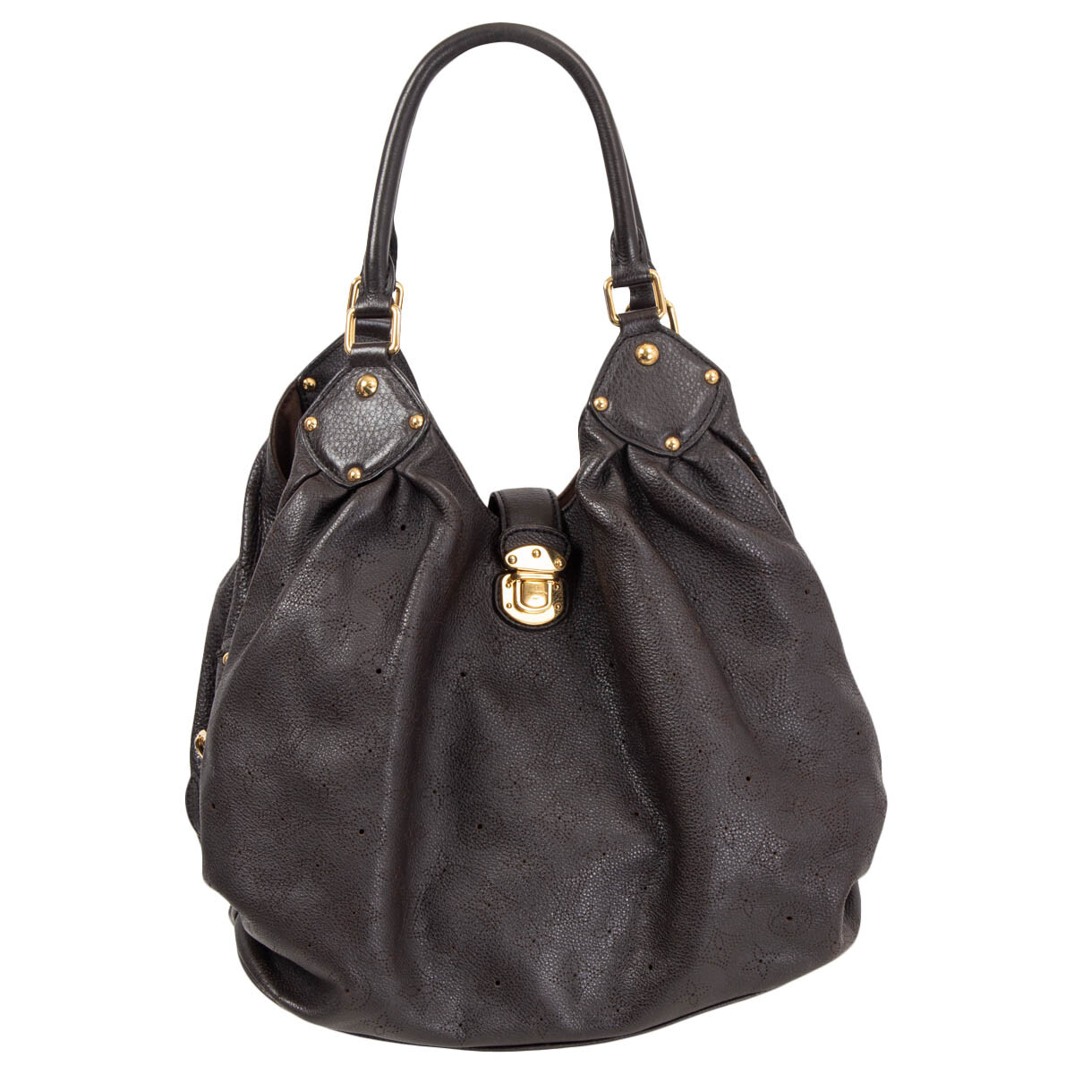 65139 auth LOUIS VUITTON Chocolat brown MONOGRAM MAHINA L Shoulder