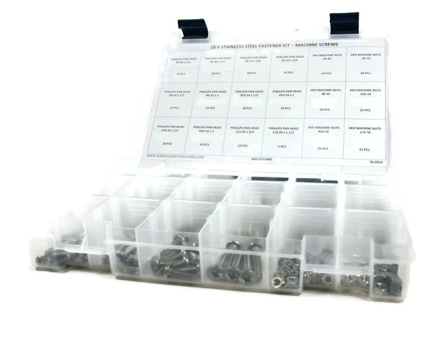 Kit surtido de tornillos de máquina con cabeza de sartén Phillips de acero inoxidable con tuercas 496 piezas