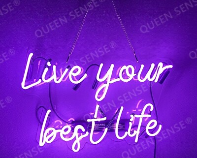 Live Your Best Life Acrylic 17'' Neon Sign Light Gift Show Room Home Artwork EM