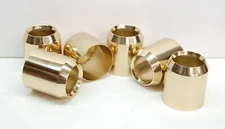 SET OF (6) 2" SMOOTH CANDLE FOLLOWERS POLISHED BRASS - BURNER - TOPPER - CHURCH