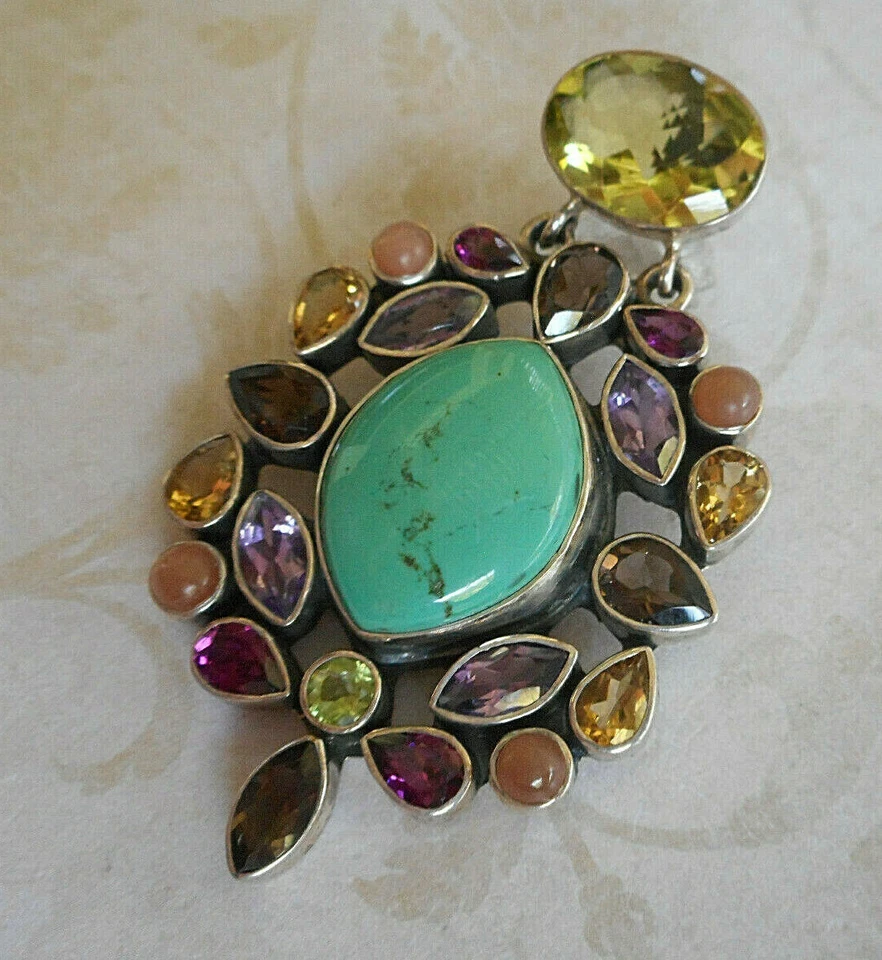Gorgeous Nicky Butler Sterling Silver Turquoise Multi Stone Pendant  RE61C - Image 4 of 4