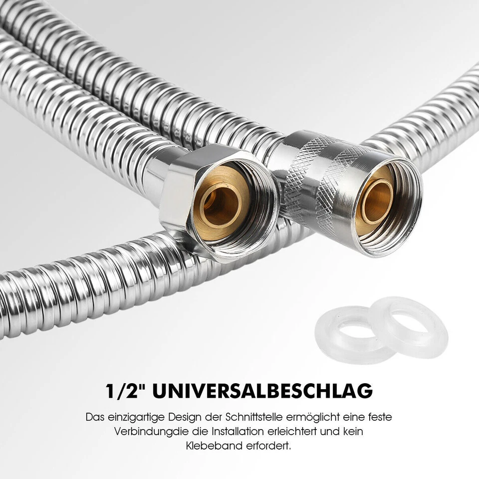 Brauseschlauch Duschschlauch Wanne Dusche Schlauch Bidet 2m 1/2" Edelstahl Qivee - Bild 4 von 4