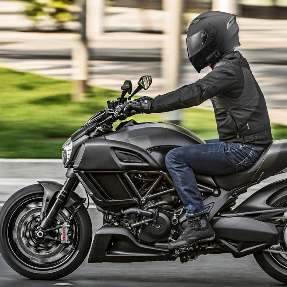 DOT Motorcycle Full Helmet Flip Up Modular Dual Visor Bluetooth Headset Intercom Foto 4 de 4