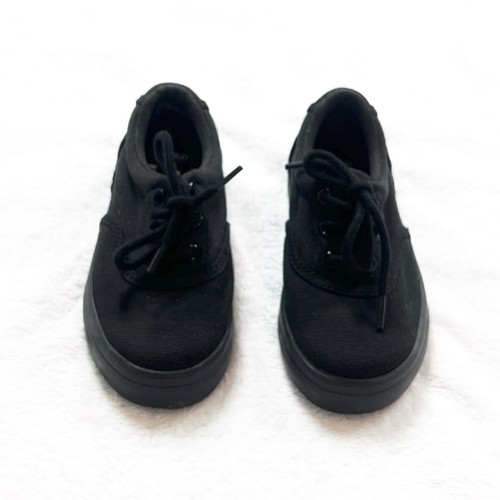 Polo Ralph Lauren Solid Black Lace Up Canvas Sneakers Toddler Kids Size
