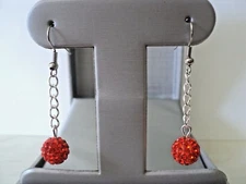 SHAMBALLA RHINESTONE CRYSTAL BEADS EARRINGS (ORANGE RED)
