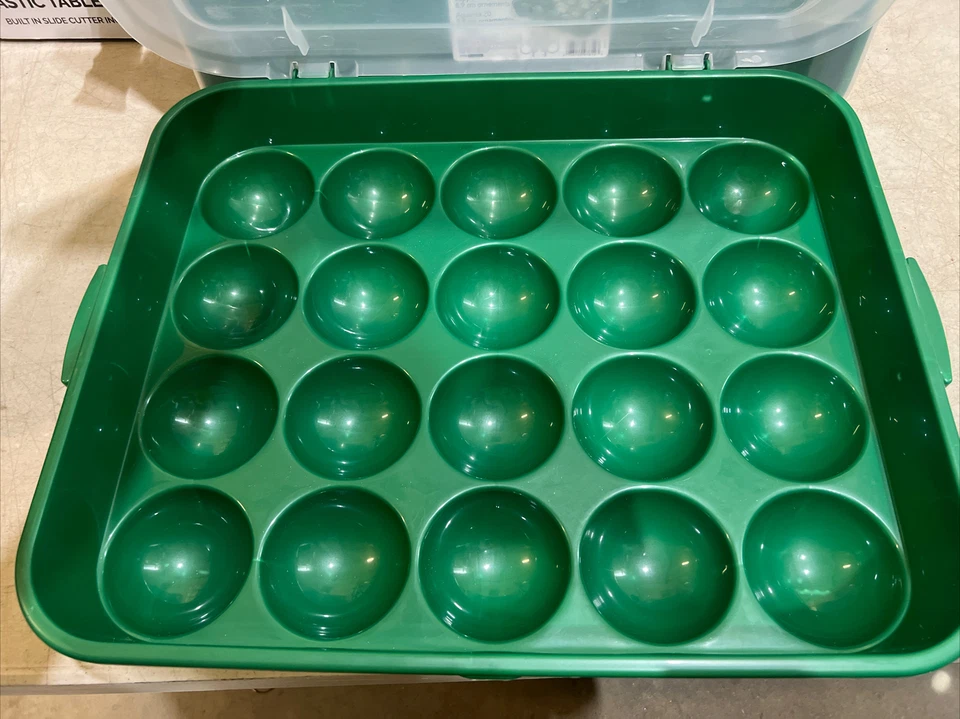 2 x Sterilite 20 Compartment Christmas Holiday Ornament Box Storage Case Green - Image 4 of 4