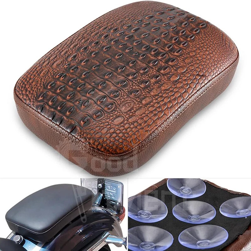 Asiento de pasajero trasero Pillion Pad 8 ventosas marrón apto para Harley Davidson Dyna Foto 2 de 4