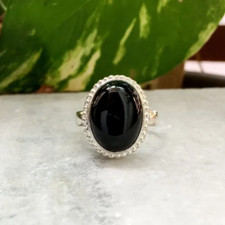 Black Onyx Gemstone 925 Sterling Silver Handmade Jewelry Ring Gift For Her A-530