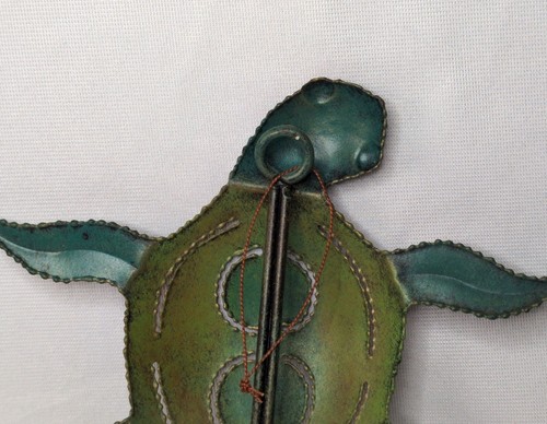 Vintage HAWAIIAN SEA TURTLE Handcrafted Metal Art Wall Hook Green Maui 6.5" - Picture 11 of 13