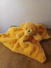 Teddy Bear Plush Lovey Rattle Brown Security Blanket 11x11" Soft
