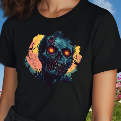 Women's Zombie Print Cotton T-Shirt Size S to 3XL