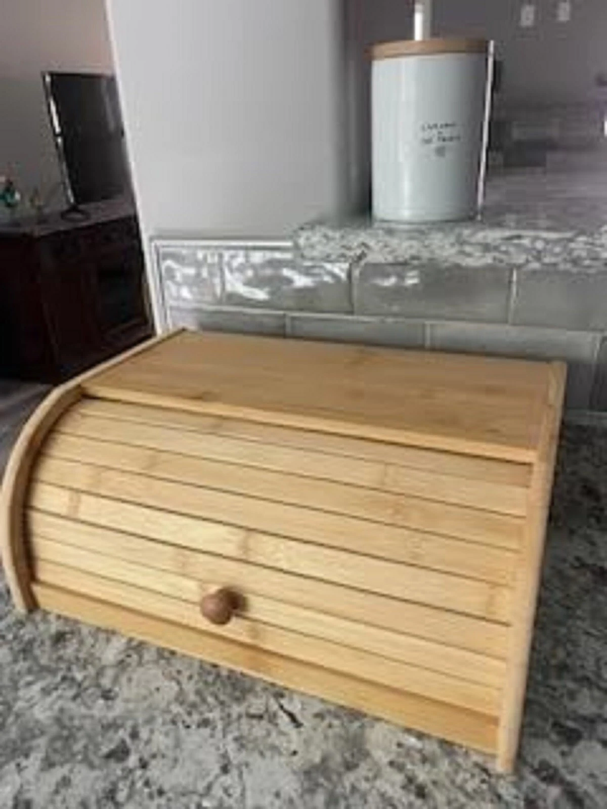 Royalhouse Premium Bamboo Bread Box Bread Storage and Organizer Roll Top
Opens in a new window or ta