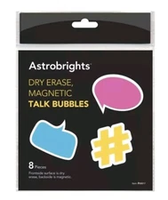 Astrobrights Dry Erase Magnetic Talk Speech Bubbles + Hashtags 8 Pk Asstd Colors