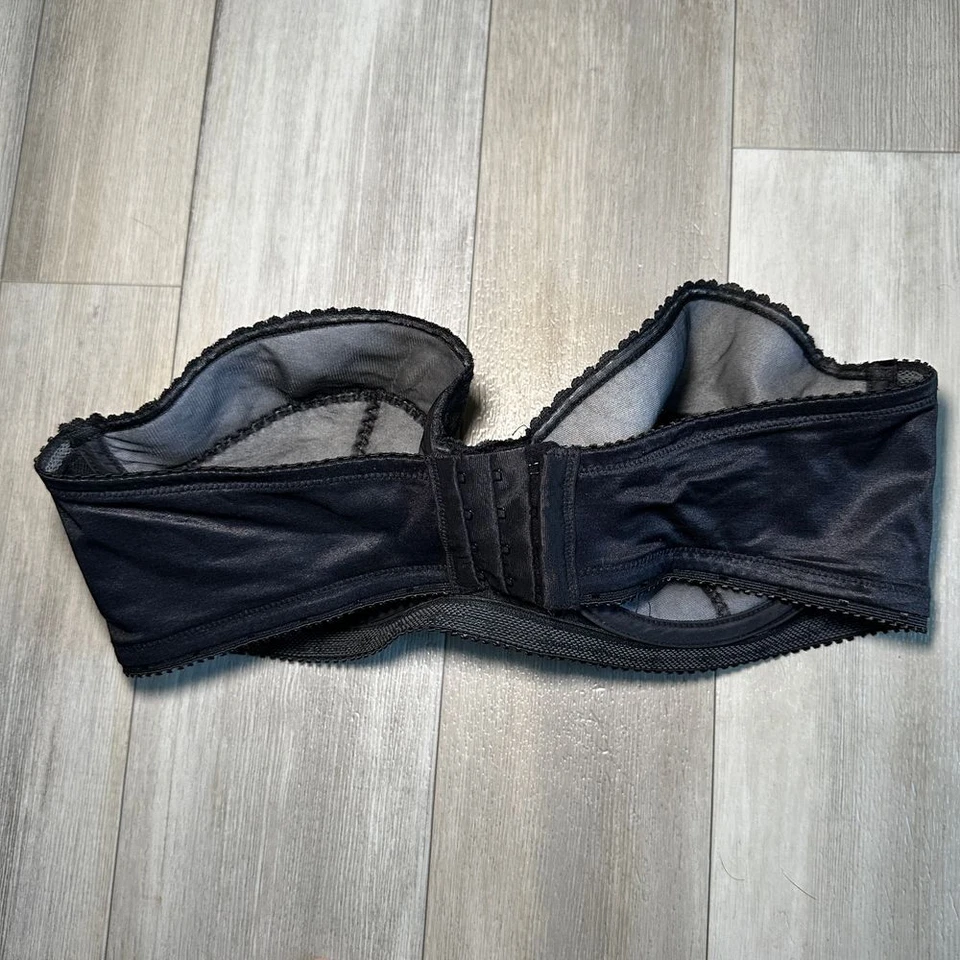 Carnival Full Coverage Strapless Bra Womens 40C Lace Black Underwire Plunge 123 - Image 4 of 4