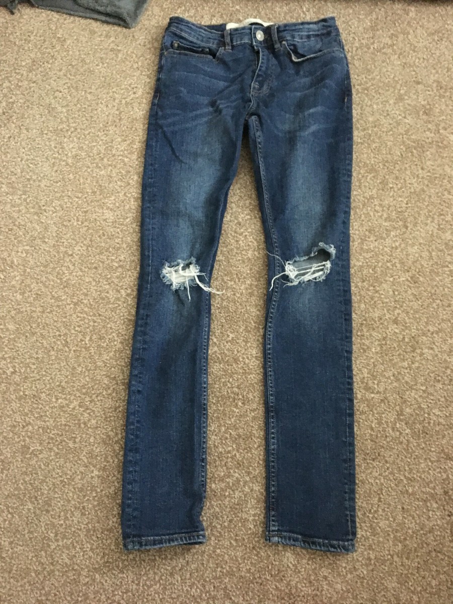 Mens NEW LOOK Super Skinny ripped blue jeans size 30R UK