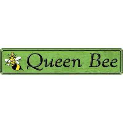 Queen Bee Green 3''x12'' metal street sign plaque Home Door Garage Wall Decor