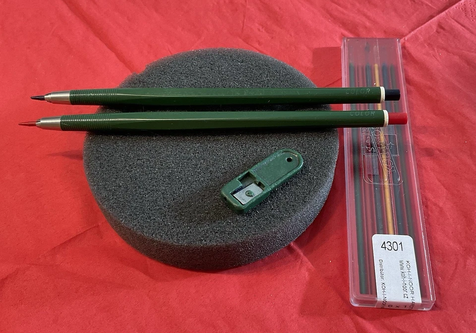 Faber Castell TK 9420 Color Fallminen Rot Blau + Minenetui Vintage