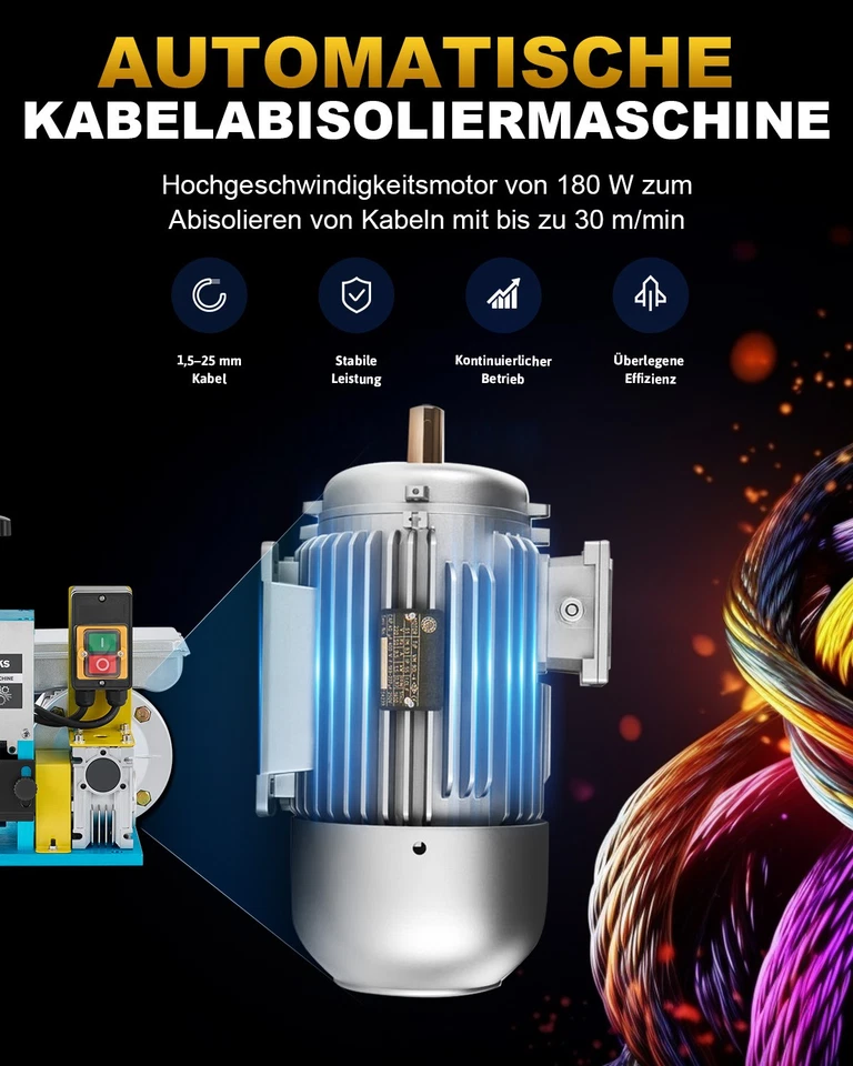 Elektrische Kabelschälmaschine Kabelabisoliermaschine Abisoliermaschine1,5-25mm - Bild 2 von 4
