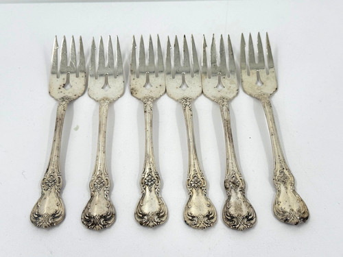 6 TOWLE Old Master Sterling Silver Pierced Salad Forks 6 3/8"-No Monogram