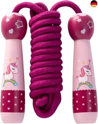 KOIROI Springseil Kinder, Springseil Kinder mit Cartoon Holzgriff, Einhorn Speed Rope,